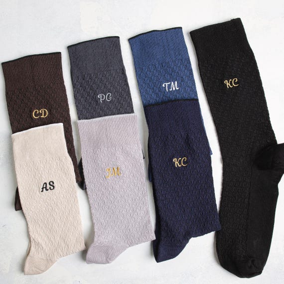 Custom Embroidered Monogram Bamboo Socks, Personalized Groomsmen Socks, Mens Wedding Socks, Custom Wedding Gifts, Best Man Socks, Groom Gift