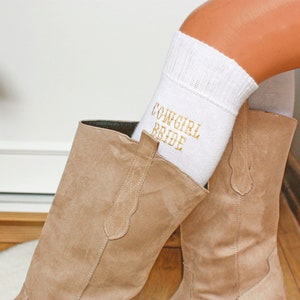 Western Bride Socks Custom Embroidery Cowboy Wedding Socks Custom Bridesmaid Socks Wedding Boots Sock Wedding Party Socks Bridal Party Gift