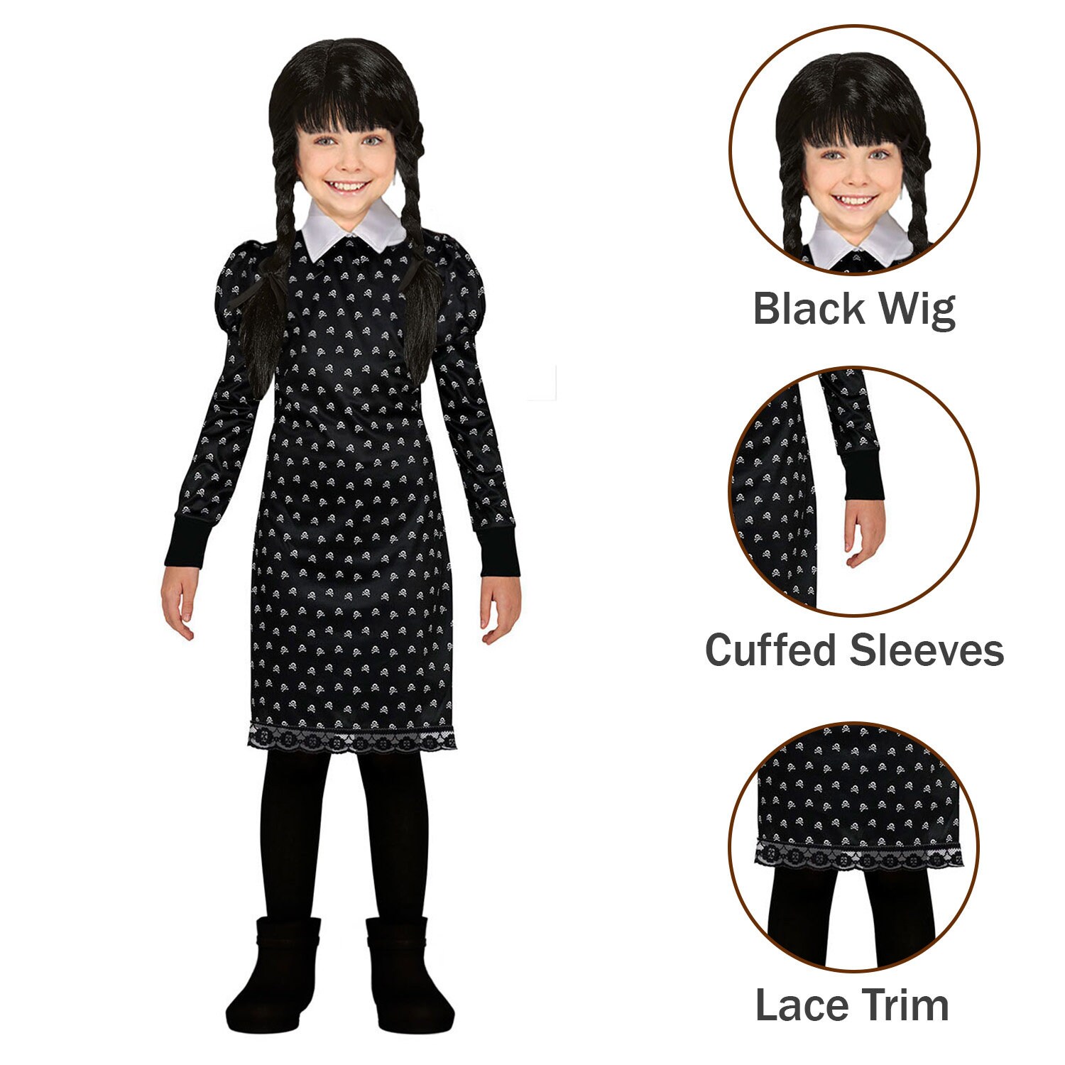 Kids Gothic School Girl Wig