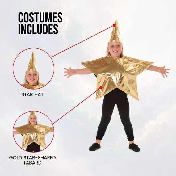 gold star fancy dress Star Childrens Costume Unisex main image 0