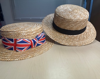 ビンテージ20s30s/Vintage Boater Hat/PREMIER DE LUXE/ビンテージカンカン帽/ビンテージボーダーハット/7 3/8/59㎝/L/1910s/1920s/1930s ビンテージ20s30s⁄Vintage Boater Hat⁄PREMIER DE LUXE⁄ビンテージ