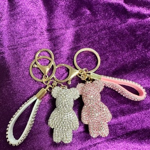 Artificial Diamond Keychain Teddy Bear Charm Handbag Pendant Gift for Her
