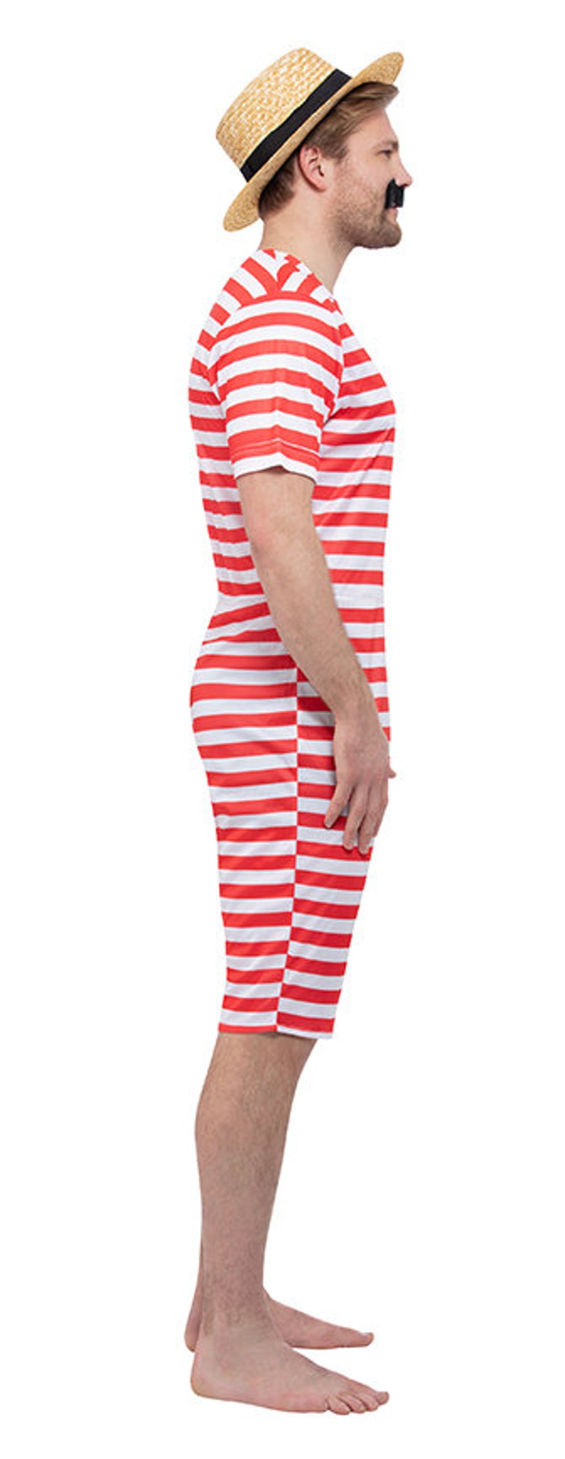 1920's Mens Bathing Suit Swimming Costume Red & White Stripped Etsy