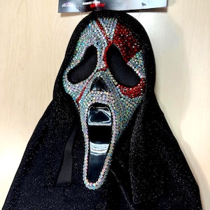 GhostFace Scream Bling Crystal Mask Halloween Horror Fancy Dress Costume Accessory Party Supplies