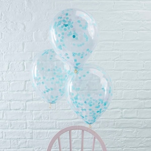Blue Confetti Balloons Birthday Party Baby Shower Gender Reveal Decorations x 5