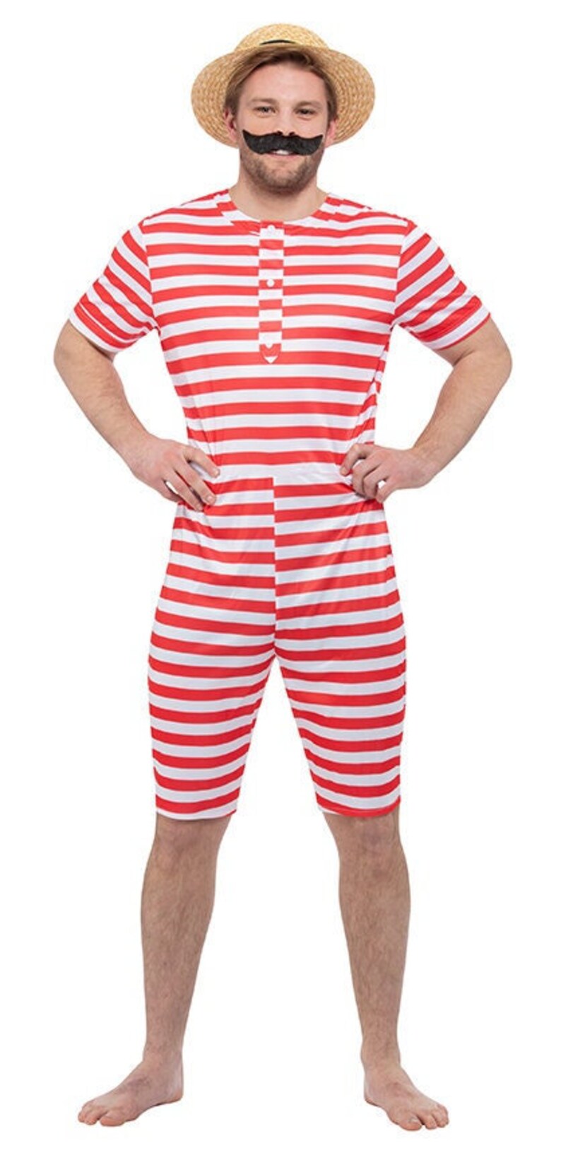 1920's Mens Bathing Suit Swimming Costume Red & White Stripped Etsy
