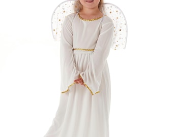Girls Heavenly Angel Kids Costume Nativity Christmas Fancy Dress Childs Outfit