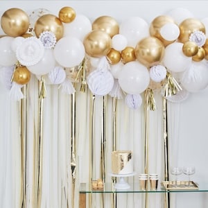 Gold Balloon & Fan Garland Party Backdrop Wedding Decorations