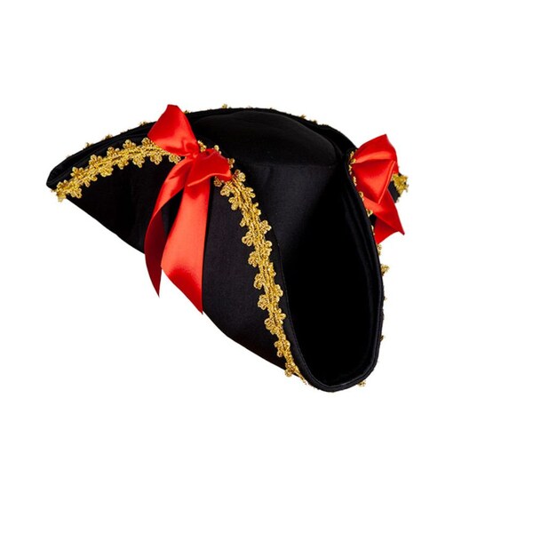 Ladies Tricorn Pirate Hat with Bow Adults Fancy Dress Party Hat Costume Accessory