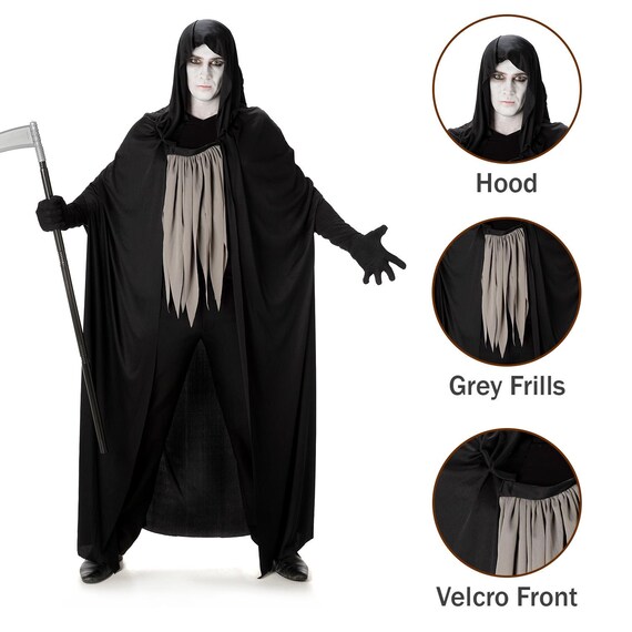 Carnavalife, Disfraz Completo De Muerte Para Fiesta De Halloween. Fiesta De Disfraces De Miedo, Fiesta Temática, Navidad O Carnaval. Para Hombre. Talla L