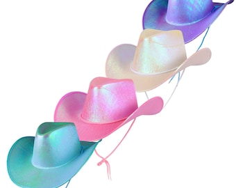 Women's Iridescent Cowboy Hat Cowgirl Fancy Dress Costume Accessory