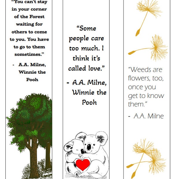 Winnie the Pooh Bookmarks Printable - Etsy