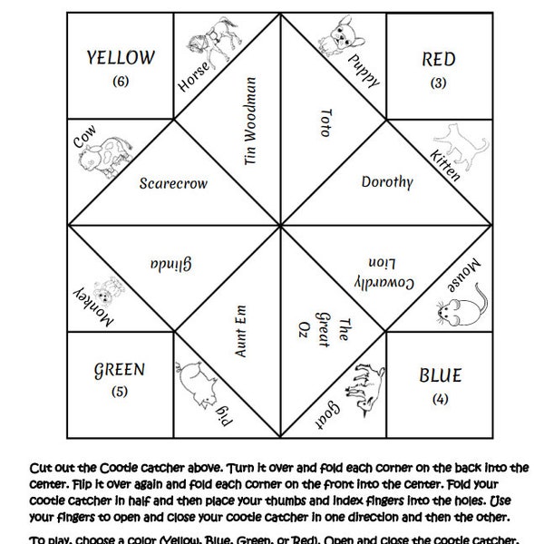 The Wonderful Wizard of Oz Cootie Catcher - Which Character Are You?