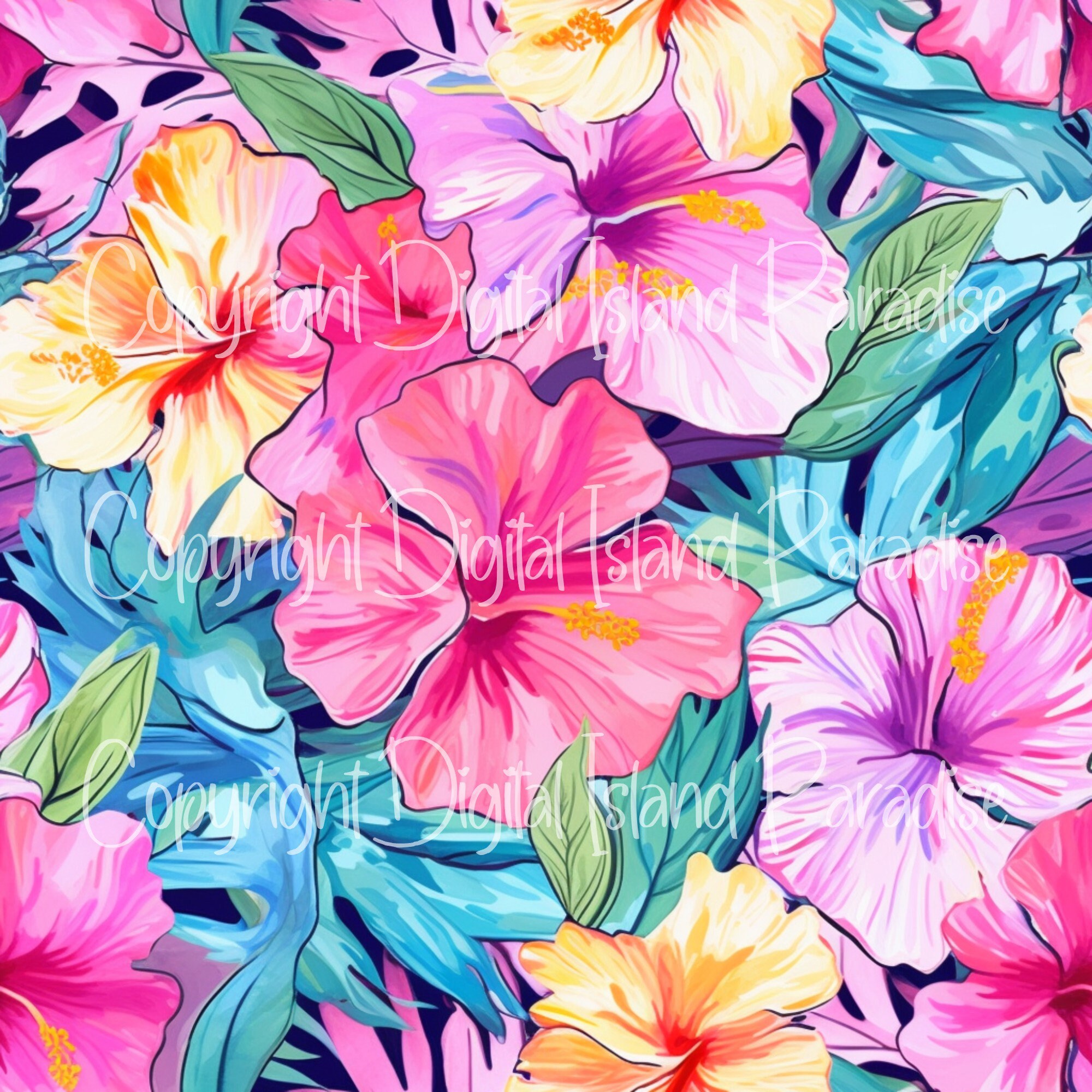 LP Style HIBISCUS Papers , Digital Paper, Seamless Pattern, Background ...