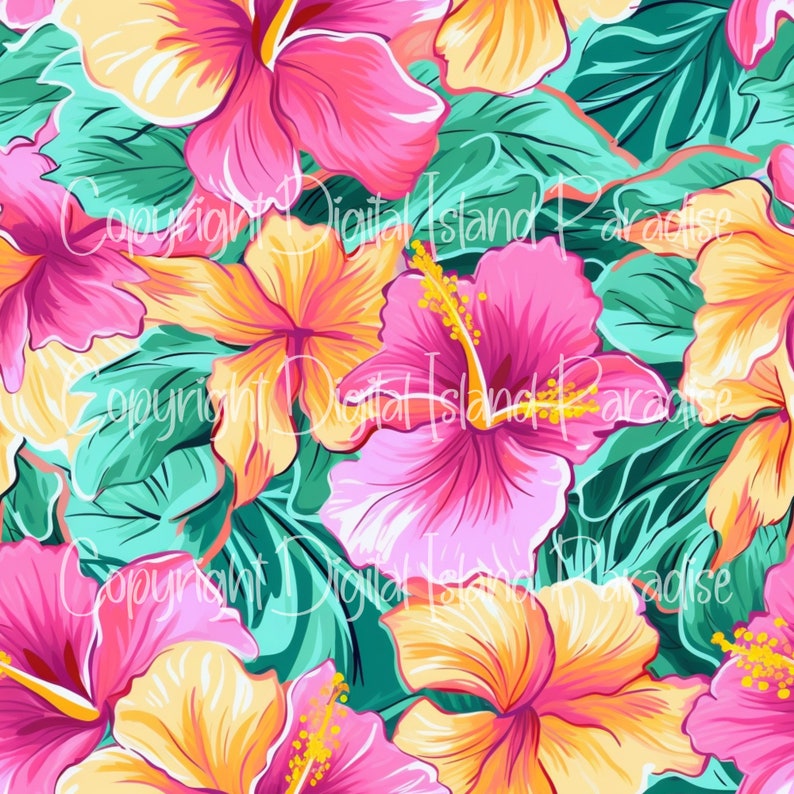 LP Style HIBISCUS Papers , Digital Paper, Seamless Pattern, Background ...