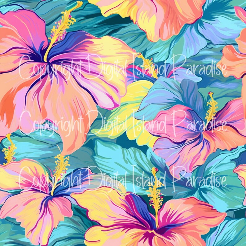 LP Style HIBISCUS Papers , Digital Paper, Seamless Pattern, Background ...