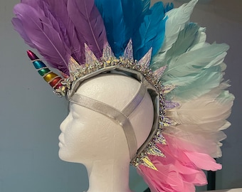Winter Wonderland Unicorn Large White Feather Mohawk  display picture 1