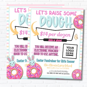 Easter Donut Editable Fundraiser Flyer TEMPLATE, Easter School Fundraiser, PTA Flyers, Fundraiser Flyer, Easy PTO Fundraiser Ideas
