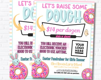 Easter Donut Editable Fundraiser Flyer TEMPLATE, Easter School Fundraiser, PTA Flyers, Fundraiser Flyer, Easy PTO Fundraiser Ideas