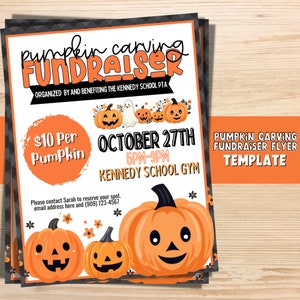 Pumpkin Carving Fundraiser Flyer | Autumn Flyer Template | Fundraising PTA Event Flyer | Community Event | PTO Fundraising Template