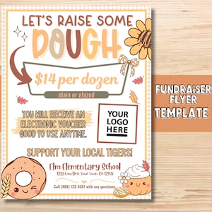 Fall Donut Editable Fundraiser Flyer TEMPLATE, School Fundraiser, PTA Flyers, Fundraiser Flyer, Easy PTO Fundraiser Ideas