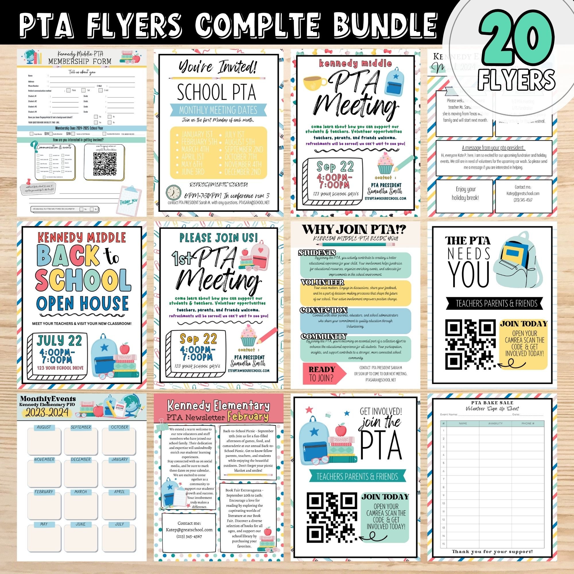EDITABLE PTA Bundle | Open House Flyer | Join the Pta | Pta membership form |  Editable Back to school flyer | PTA Newsletter Template