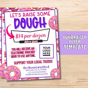 Valentine Donut Editable Fundraiser Flyer TEMPLATE, School Fundraiser, PTA Flyers, Fundraiser Flyer, Easy PTO Fundraiser Ideas