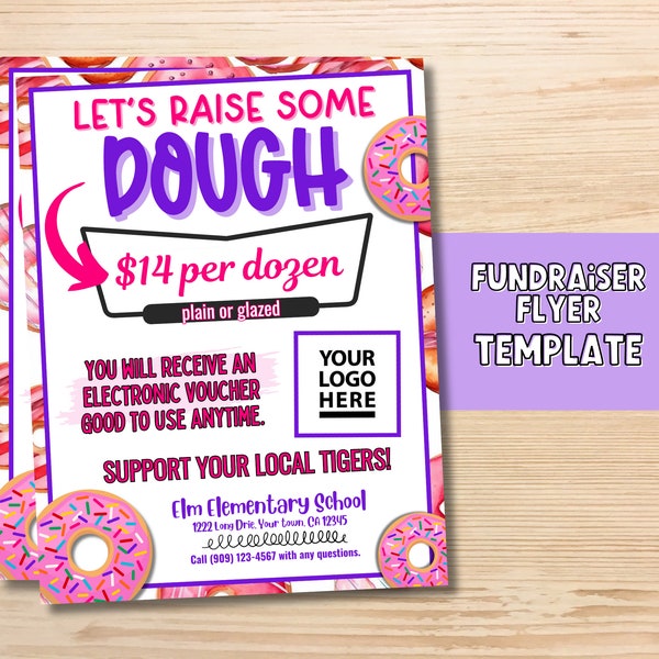 Valentine Donut Editable Fundraiser Flyer TEMPLATE, School Fundraiser, PTA Flyers, Fundraiser Flyer, Easy PTO Fundraiser Ideas