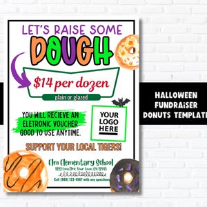 Halloween Donuts Fundraiser Flyer | Autumn Flyer Template | Fundraising PTA Event Flyer | Community Event | PTO Fundraising Template