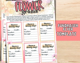 Flower Gram Fundraiser Flyer | Valentine Gram Template | Fundraising Event Flyer | Community Event | PTA Event | PTO Templates