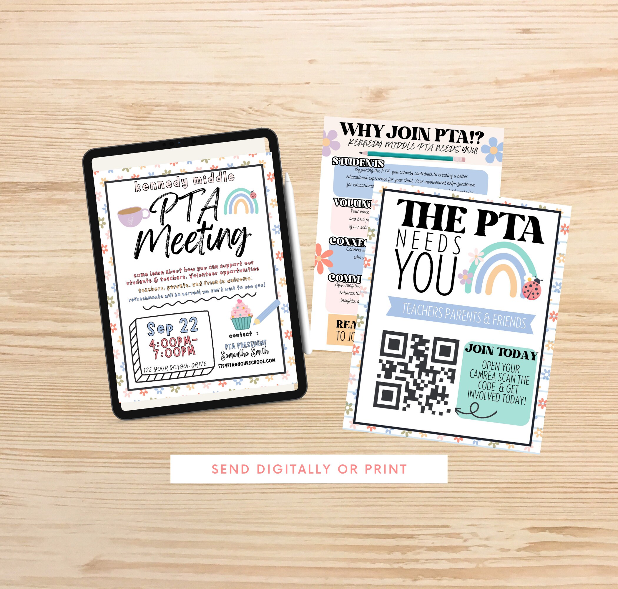 EDITABLE PTA Bundle Spring Fundraiser Flyer Join the Pta Pta Membership ...