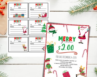 Candy Cane Gram Fundraiser Flyer | Candy Gram Template | Merry Christmas Gram | Community Event | PTA Event | PTO Templates