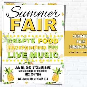 Sommer Fair Fundraiser Flyer VORLAGE, Sommerflyer, Sommer Fundraiser, PTA PTO Flyers, Fundraiser Flyer, Craft Fair Flyer