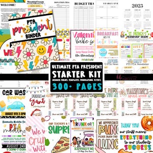 Cool Editable Ultimate PTA PTO President Starter Binder Kit | School PTO Organization Templates | Elementary School Editable Flyer Templates