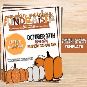 Kürbis Malerei Fundraiser Flyer | Herbst Flyer Vorlage | Fundraiser PTA Event Flyer | Community-Veranstaltung | PTO Fundrafting Vorlage