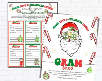 Candy Cane Gram inzamelingsactie Flyer | Candy Gram-sjabloon | Flyer voor fondsenwervende evenementen | Gemeenschapsevenement | PTA-evenement | PTO-sjablonen