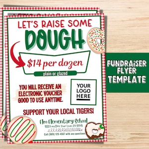 Christmas Donut Editable Fundraiser Flyer TEMPLATE, School Fundraiser, PTA Flyers, Fundraiser Flyer, Easy PTO Fundraiser Ideas