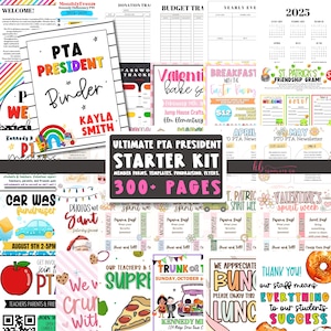 Editable Ultimate PTA PTO President Starter Binder Kit| School PTO Organization Templates | Elementary School Editable Flyers and Templates
