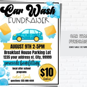 Car wash Fundraiser Flyer TEMPLATE, Summer fundraiser, PTA PTO Flyers, Fundraiser flyer, Funeral Fundraiser, memorial