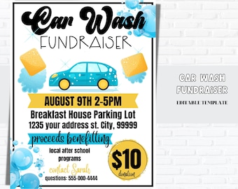 Car wash Fundraiser Flyer TEMPLATE, Summer fundraiser, PTA PTO Flyers, Fundraiser flyer, Funeral Fundraiser, memorial