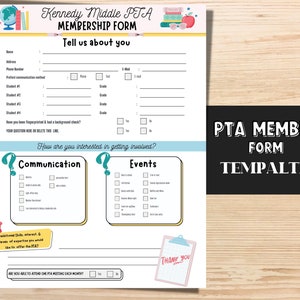 PTA Mitgliedsformular Vorlage | PTO Bearbeitbare Schulvorlage. Zurück zur Schulveranstaltung. PTA-Flyer beitreten. Bearbeitbarer PTA-Flyer.