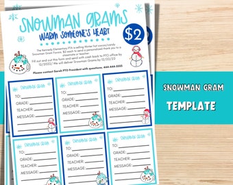 Snowman Gram Fundraiser Flyer | Candy Gram Template | Fundraising Event Flyer | Community Event | PTA Event | PTO Templates