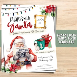 Fotos mit Weihnachtsmann-Event-Flyer | Winter Flyer Vorlage | Fundraiser PTA Event Flyer | Community-Veranstaltung | PTO Fundrafting Vorlage