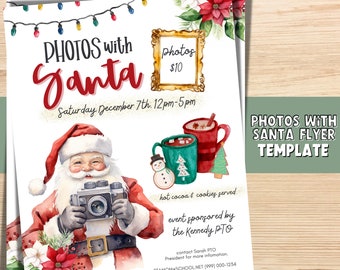 Foto&#39;s met kerstman Evenementflyer | Sjabloon winterfolder | Evenementflyer PTA fondsenwerving | Community-evenement | Sjabloon voor inzamelingsacties van de ZTO