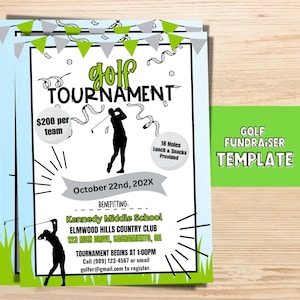 Golf Tournament Editable Fundraiser Flyer TEMPLATE, School Fundraiser, PTA Flyers, Fundraiser Flyer, Easy PTO Fundraiser Ideas