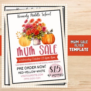 Fall Mum Flower Sale Event Flyer | Autumn Flyer Template | Fundraising PTA Event Flyer | Community Event | PTO Fundraising Template