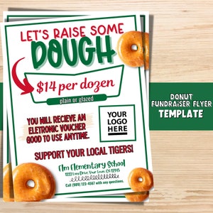 Donut Editable Fundraiser Flyer TEMPLATE, School Fundraiser, PTA Flyers, Fundraiser Flyer, Easy PTO Fundraiser Ideas