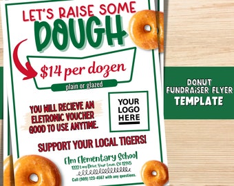 Donut Editable Fundraiser Flyer TEMPLATE, School Fundraiser, PTA Flyers, Fundraiser Flyer, Easy PTO Fundraiser Ideas