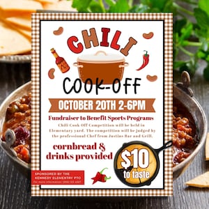 Chili Cook off flyer | Autumn Flyer Template | Fundraising PTA Event Flyer | Community Event | PTO Fundraising Template