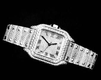 VVS Moissanite Diamond Iced out luxury Hip Hop  Buss Down Luxury Custom Watch, Moissanite watch, Custom Watch, Hip Hop Watch